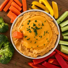GERÖSTETER KAROTTEN-HUMMUS MIT KAROTTEN-INGWER-ESPUMA