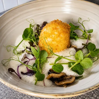 DEEP-FRIED EGG WITH PARMESAN EMULSION