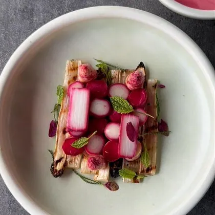 GRILLED ASPARAGUS WITH BEETROOT ESPUMA