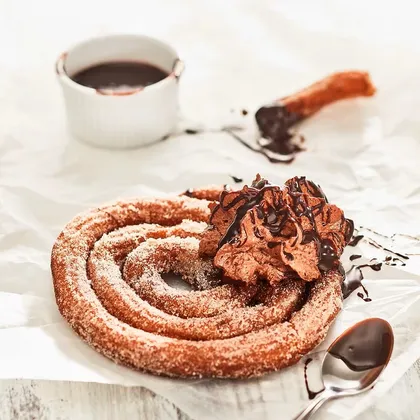 CHURROS WITH CHOCOLATE CINNAMON MOUSSE