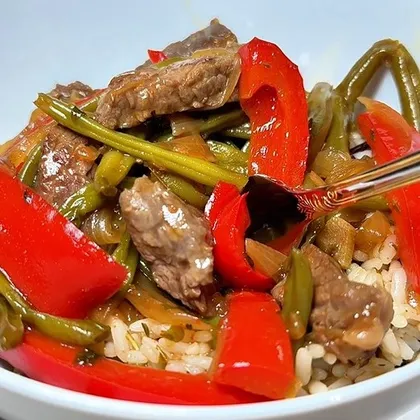 RINDFLEISCH UND GEMÜSE AUS DEM WOK