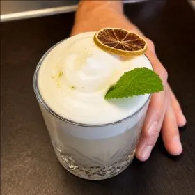 MEZCAL COCKTAIL WITH MINT FOAM